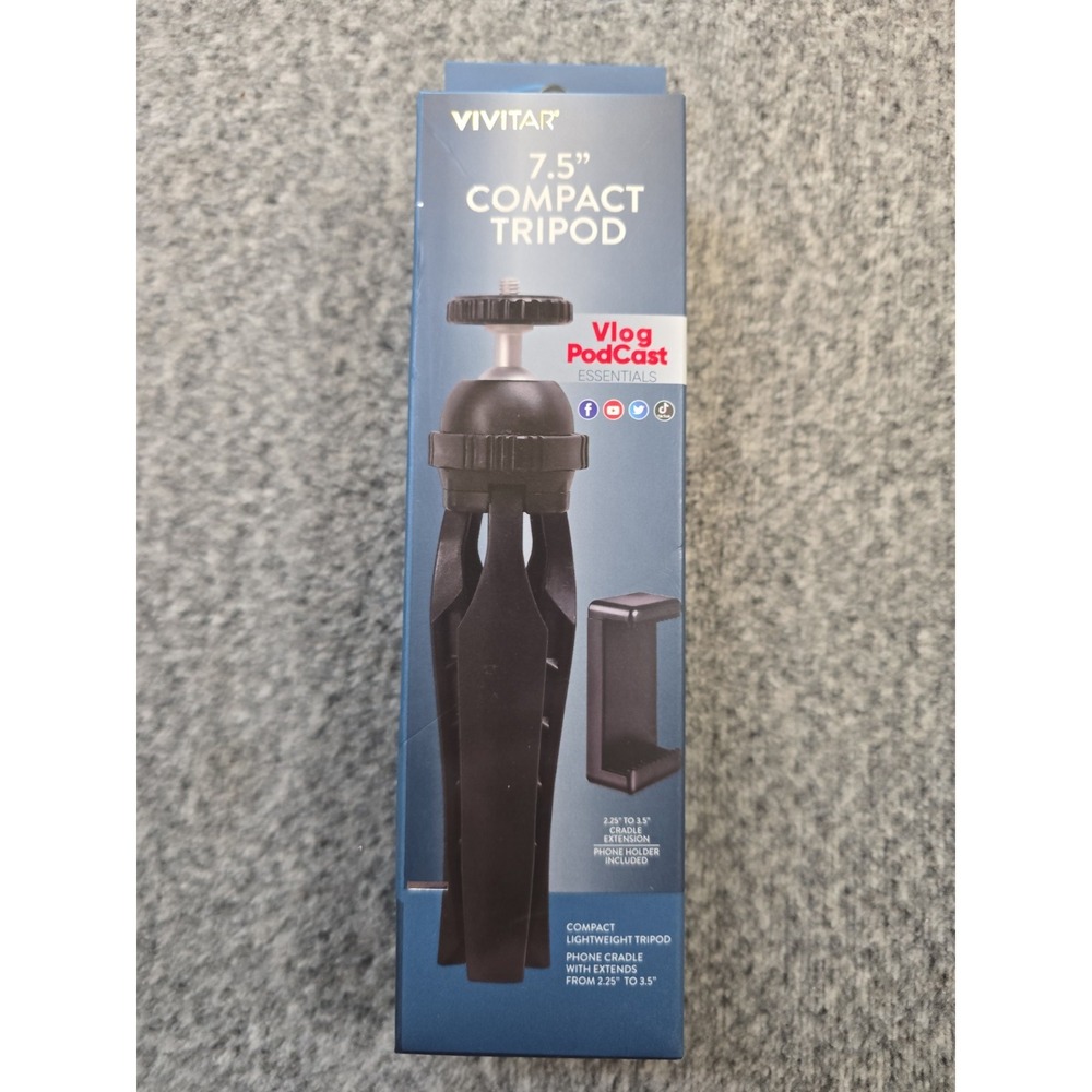 Vivitar 7.5" Compact Tabletop Tripod Hand Grip with Ball Head for Selfies